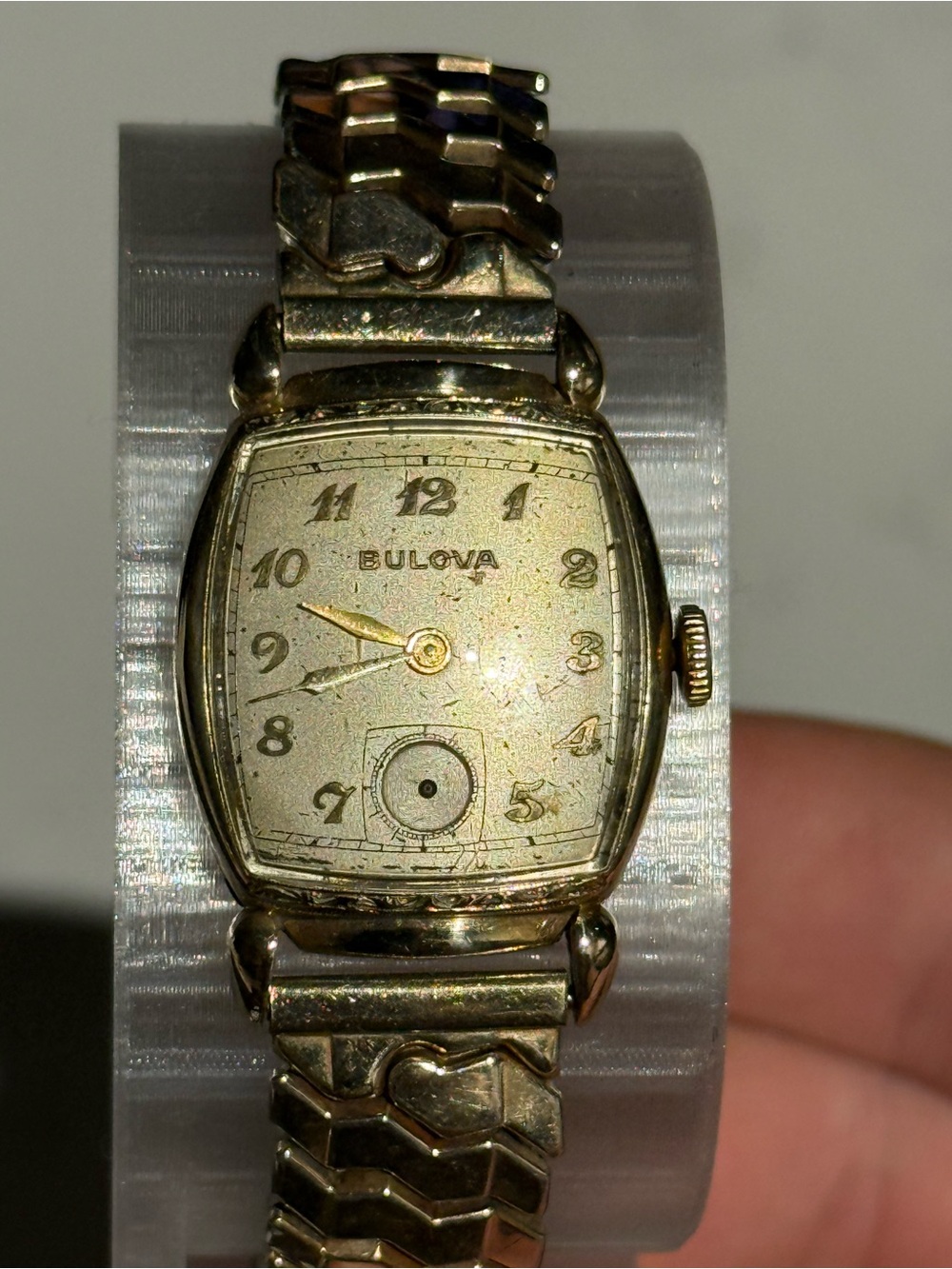 Bulova Gold-Tone Rectangular Dial Wristwatch